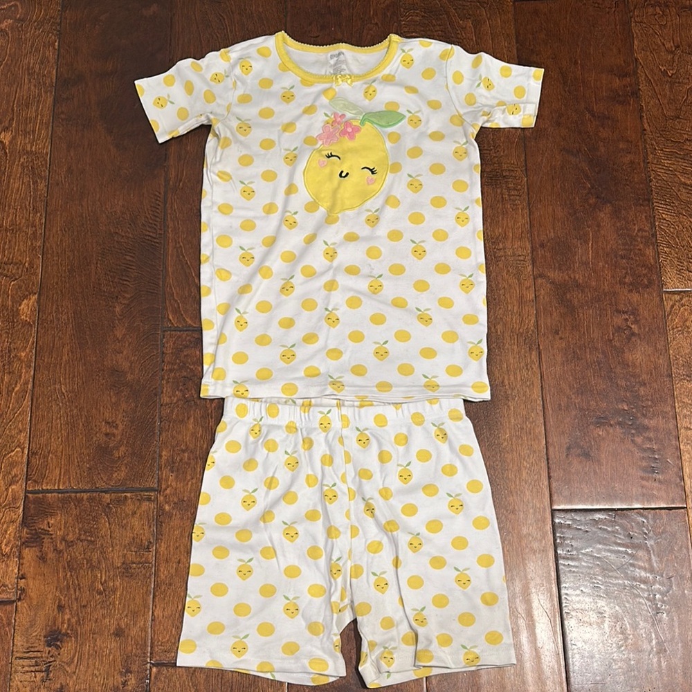 Gymboree Yellow and White Polka Dot Lemon Pajama Set